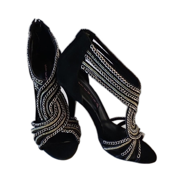 Steve Madden Shoes - Steve Madden Black and Silver Rhinestone Heels